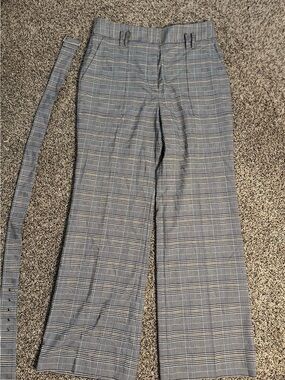 Women's plaid dress pants with belt